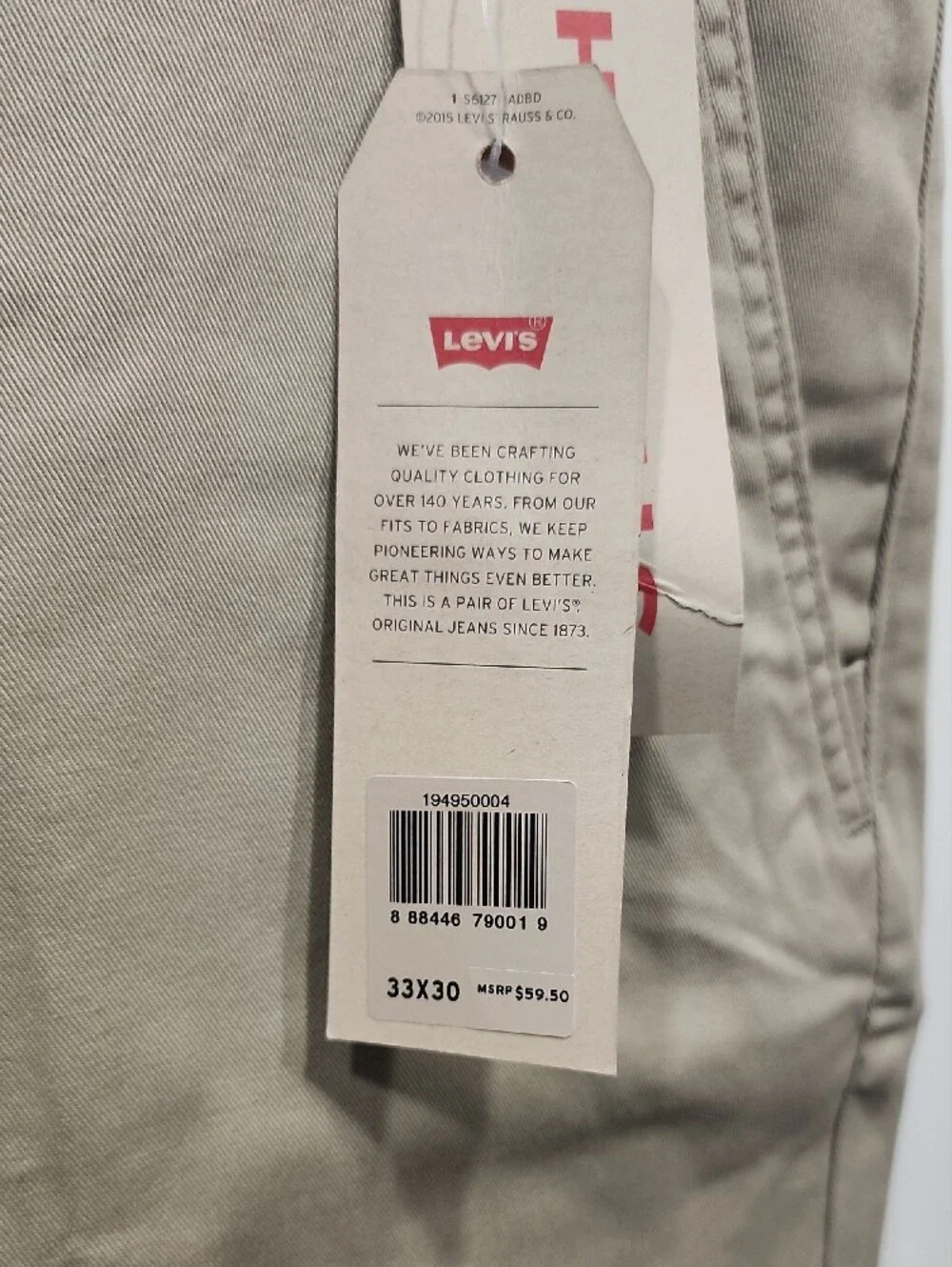 Levi's Men’s Khaki Stretch Chino Jogger Pants 33x30